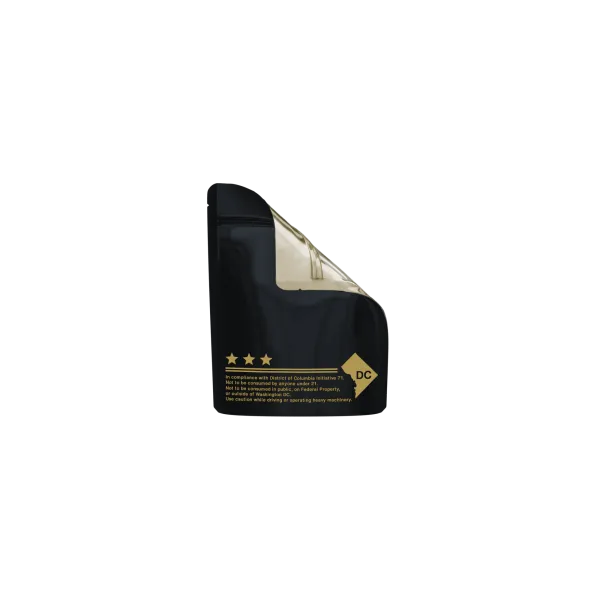 1 Gram Matte Black/Gold DC Code Smell Proof Mylar Bags
