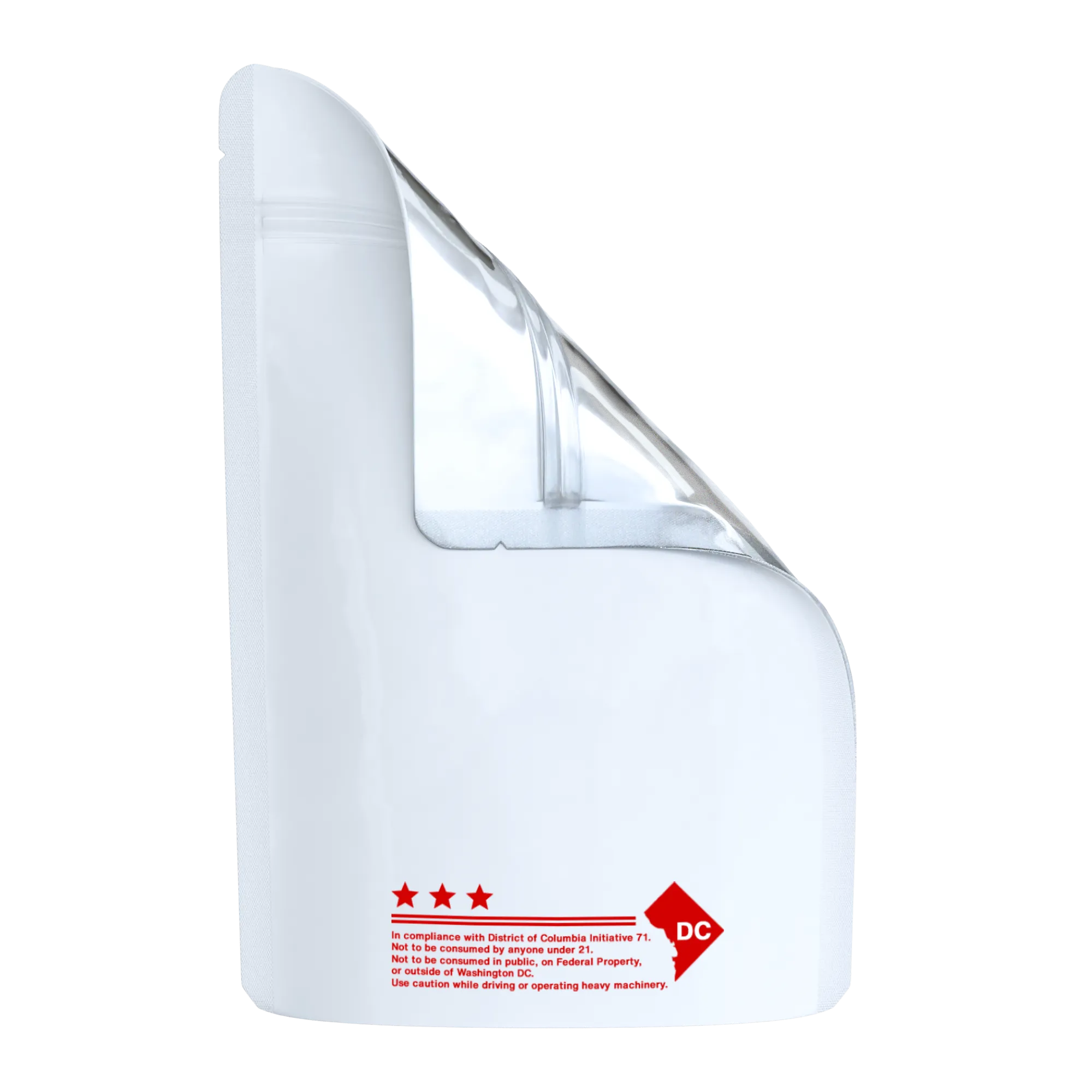 1 Ounce Glossy White/Clear DC Code Smell Proof Mylar Bags