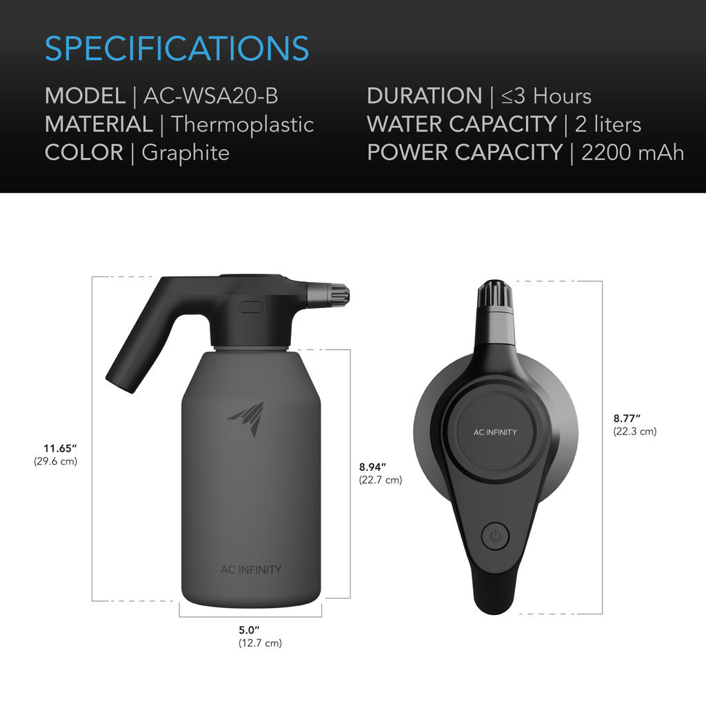 Automatic Water Sprayer, 2-Liter Electric Mister, Graphite
