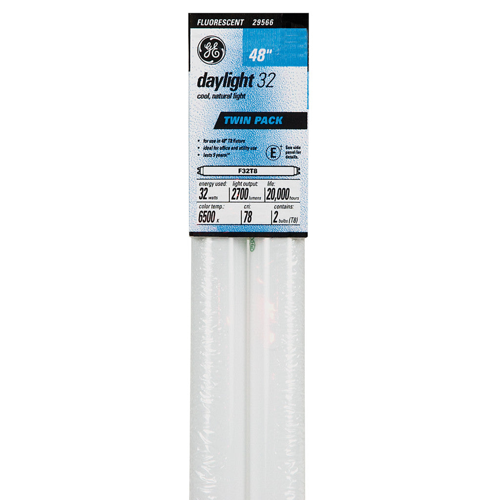 G.E. Ecolux T8 Fluorescent Tubes, 4', 2 Pack