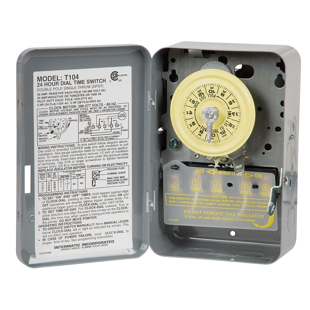 Intermatic Heavy-Duty 24-Hour Timer, 40A/120V-480V