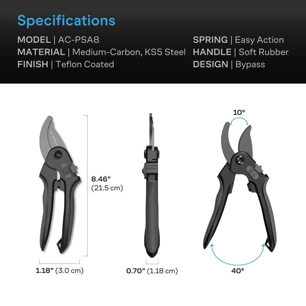 Steel Pruning Shear 8", Medium-Carbon KS5, Bypass Blades