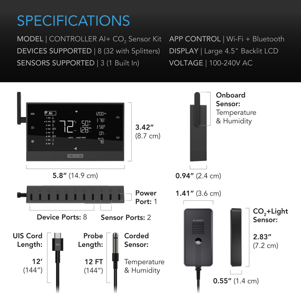 CONTROLLER AI+, Environment Controller UIS 8-Port, Climate Plus CO2 Sensor Bundle