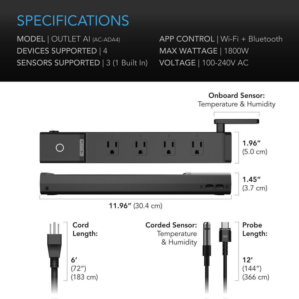 OUTLET AI, Environment Controller 4-Outlet, with Temp Humidity VPD Sensor