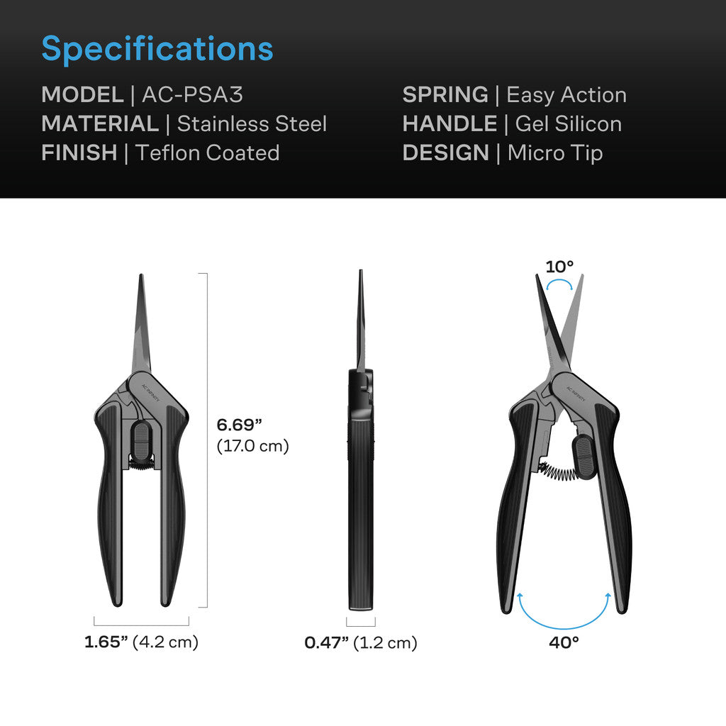 Ergonomic Pruning Shear 6.6”, Stainless Steel Straight-Blades