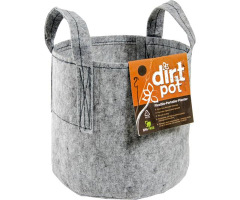 Dirt Pot Flexible Portable Planter, Grey, WITH handles